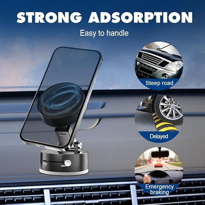 Vacuum Magnetic Suction Phone/Tablet Holder – 360° Rotatable, Double-Sided Grip, Heavy Duty